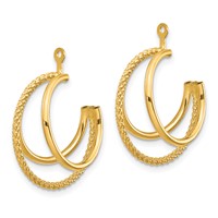14K Yellow Gold Polished and Twisted Triple Hoop Earring Jackets view 2