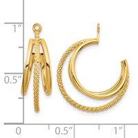 14K Yellow Gold Polished and Twisted Triple Hoop Earring Jackets view 3