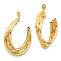 14K Yellow Gold Polished Hoop Earring Jackets view 2