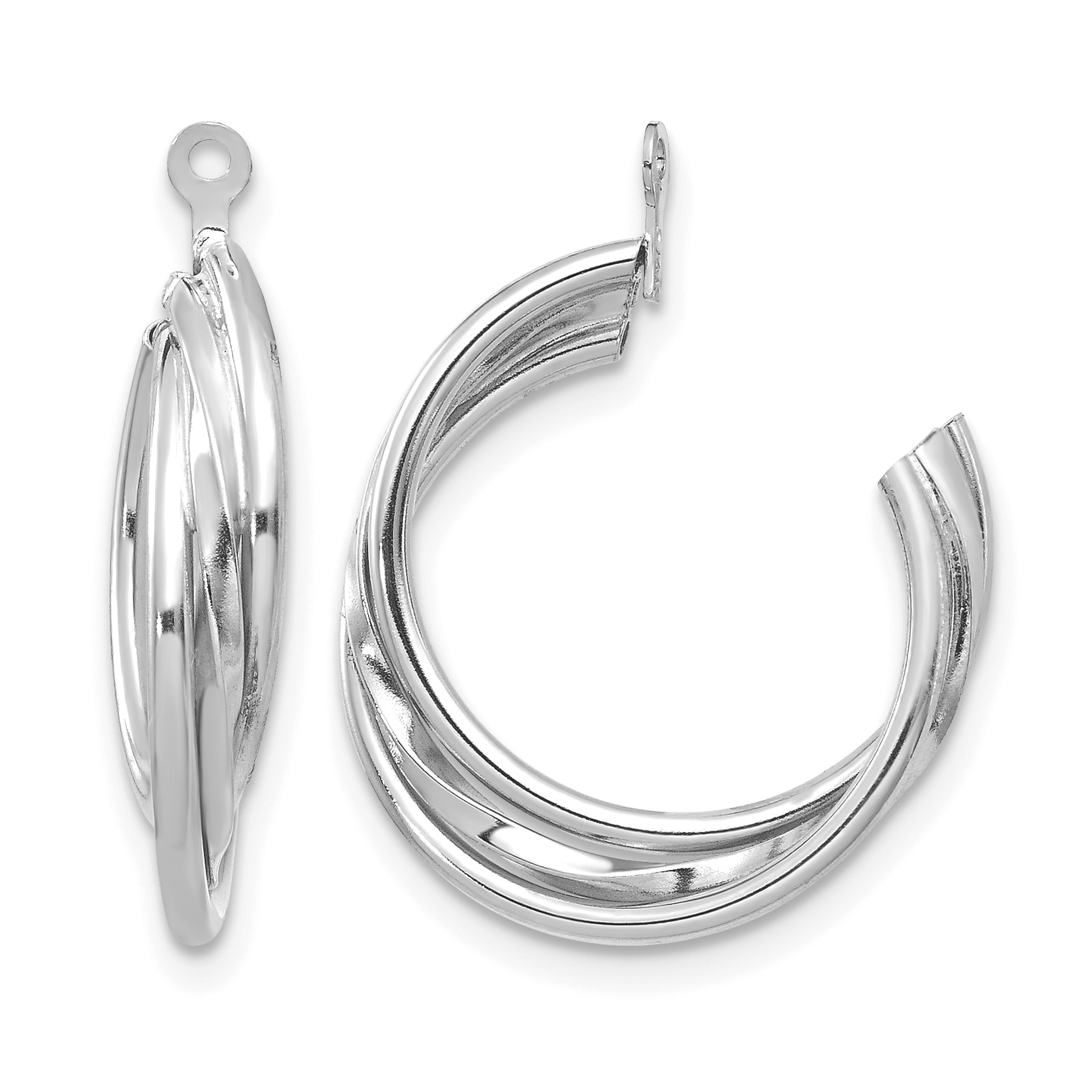 14K White Gold Polished Hoop Earring Jackets (T754JW)