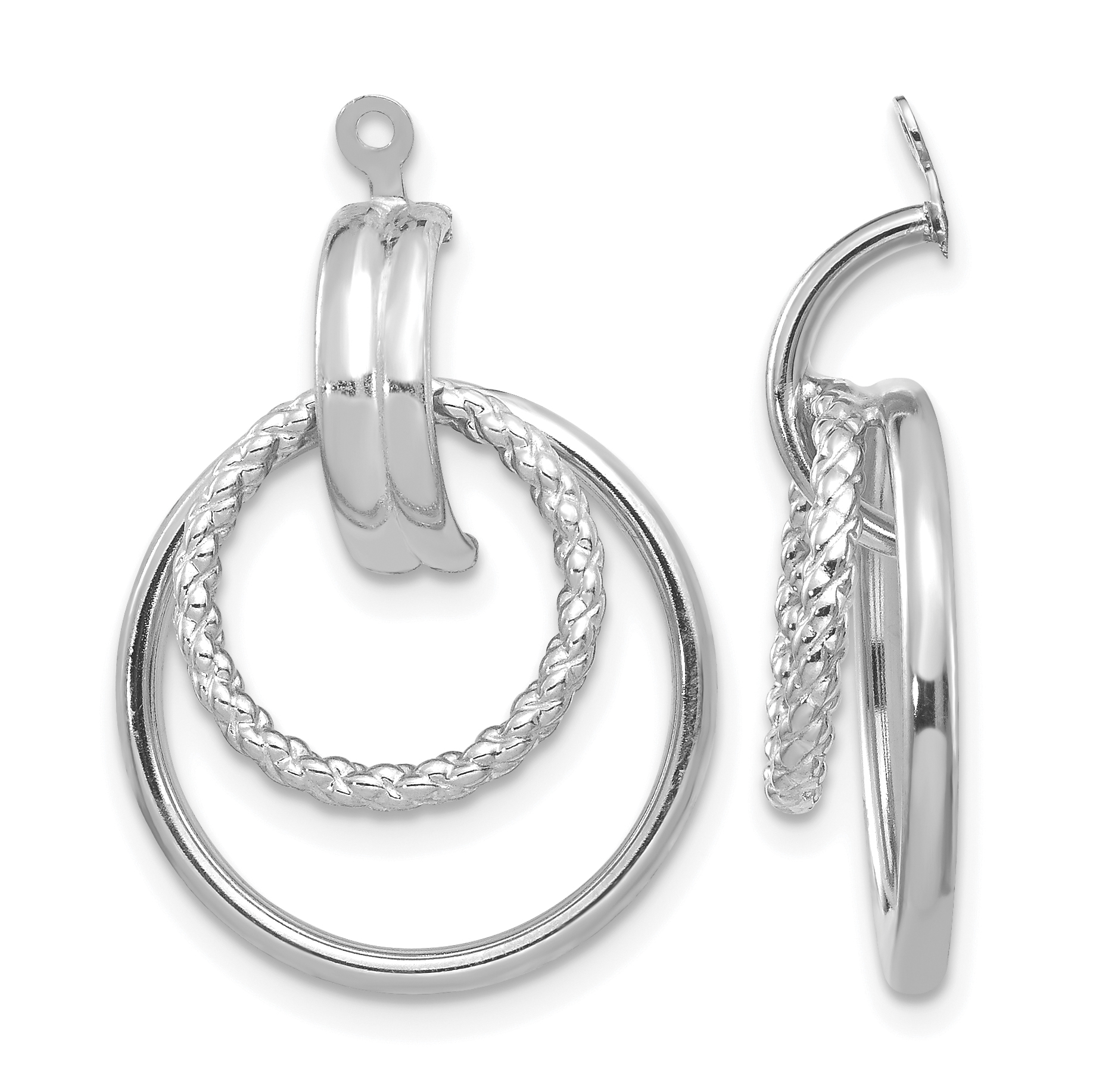 14K White Gold Polished & Twisted Fancy Earring Jackets (T757JW)