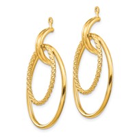 14K Yellow Gold Polished Double Oval Doorknocker Earring Jackets view 2