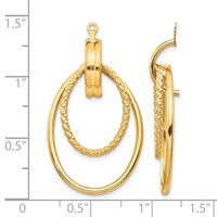 14K Yellow Gold Polished Double Oval Doorknocker Earring Jackets view 3