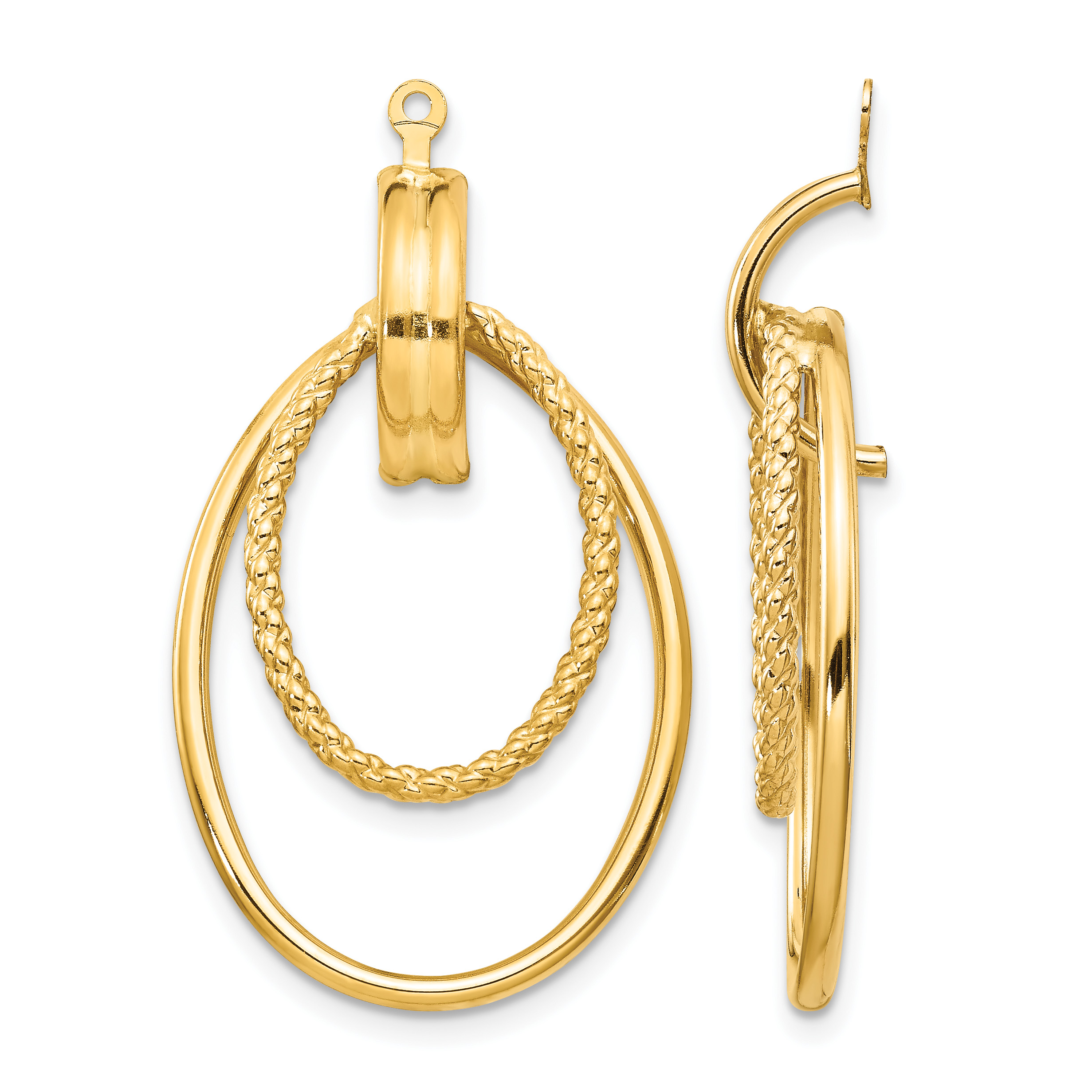 14k Polished Double Oval Earring Jackets (T761)