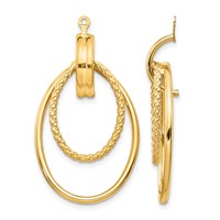 14K Yellow Gold Polished Double Oval Doorknocker Earring Jackets view 1