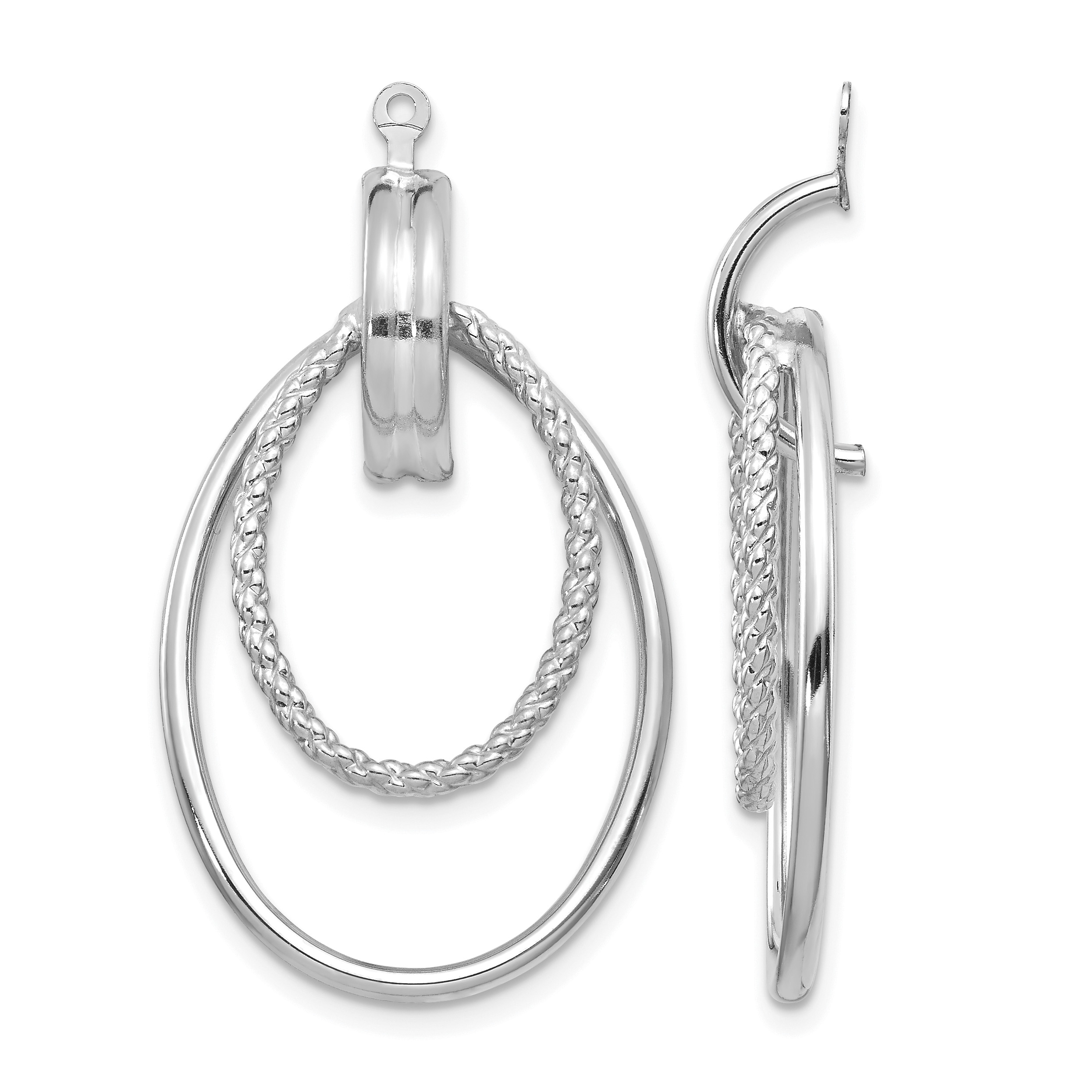 14K White Gold Polished Double Hoop Earring Jackets (T761W)