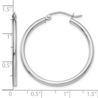 14K White Gold 2x 30mm Polished Lightweight Tube Hoop Earrings view 4