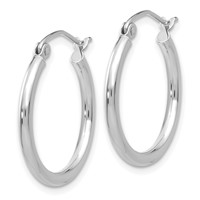 14K White Gold 2x 20mm Polished Lightweight Tube Hoop Earrings view 2
