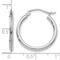 14K White Gold 2x 20mm Polished Lightweight Tube Hoop Earrings view 4