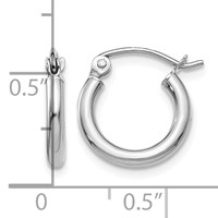 14K White Gold 2x 12mm Polished Lightweight Tube Hoop Earrings view 4