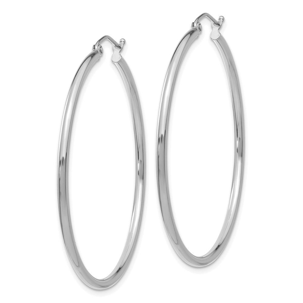 14k White Gold Polished 2x45mm Tube Hoop Earrings (T832)