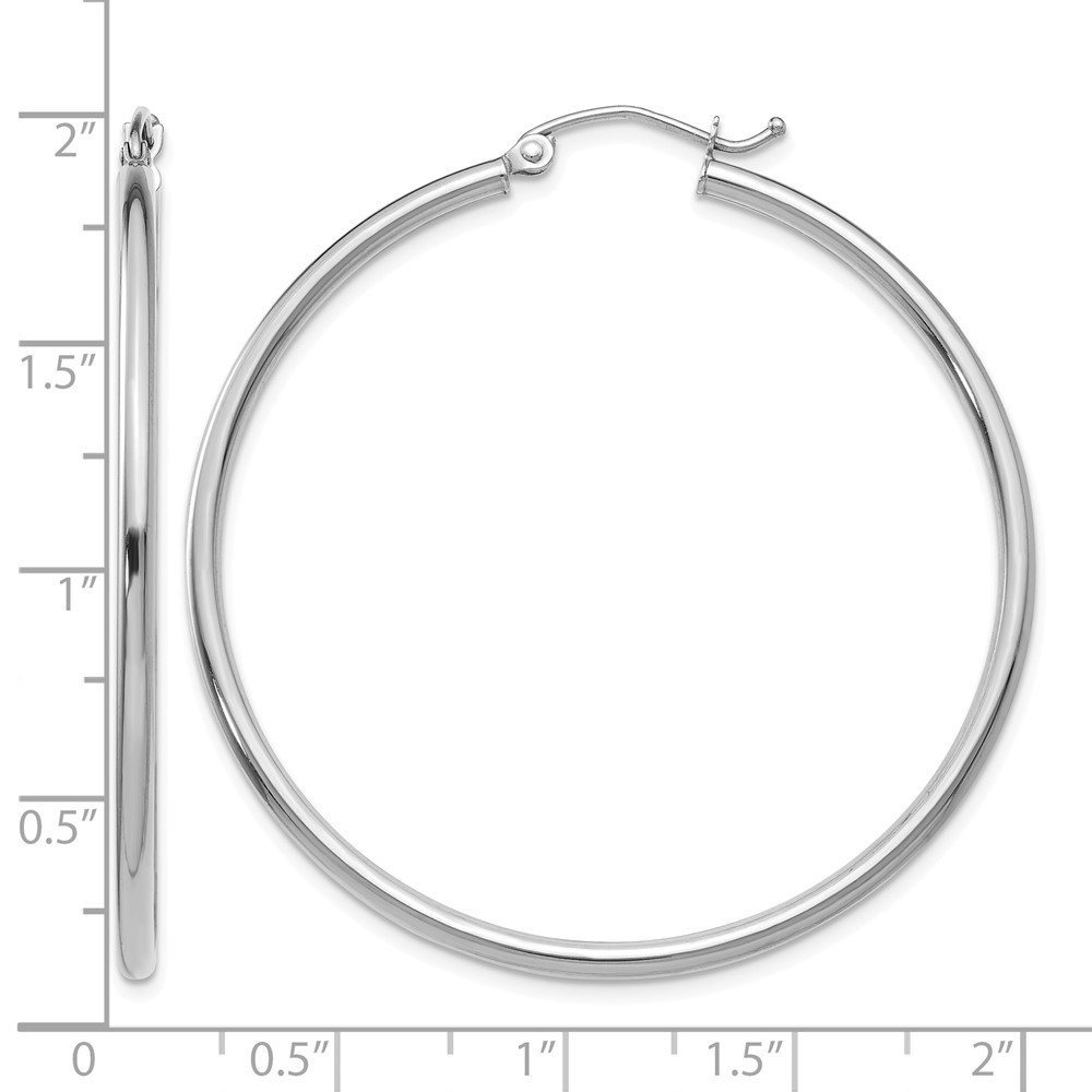 14k White Gold Polished 2x45mm Lightweight Tube Hoop Earrings (T832L)