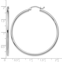 14K White Gold 2x 45mm Polished Lightweight Tube Hoop Earrings view 4