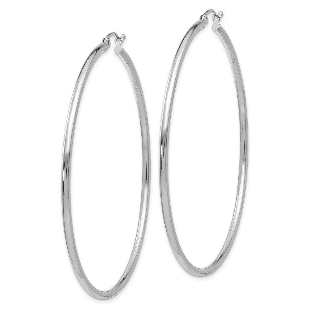 14k White Gold Polished 2x60mm Lightweight Tube Hoop Earrings (T835L)