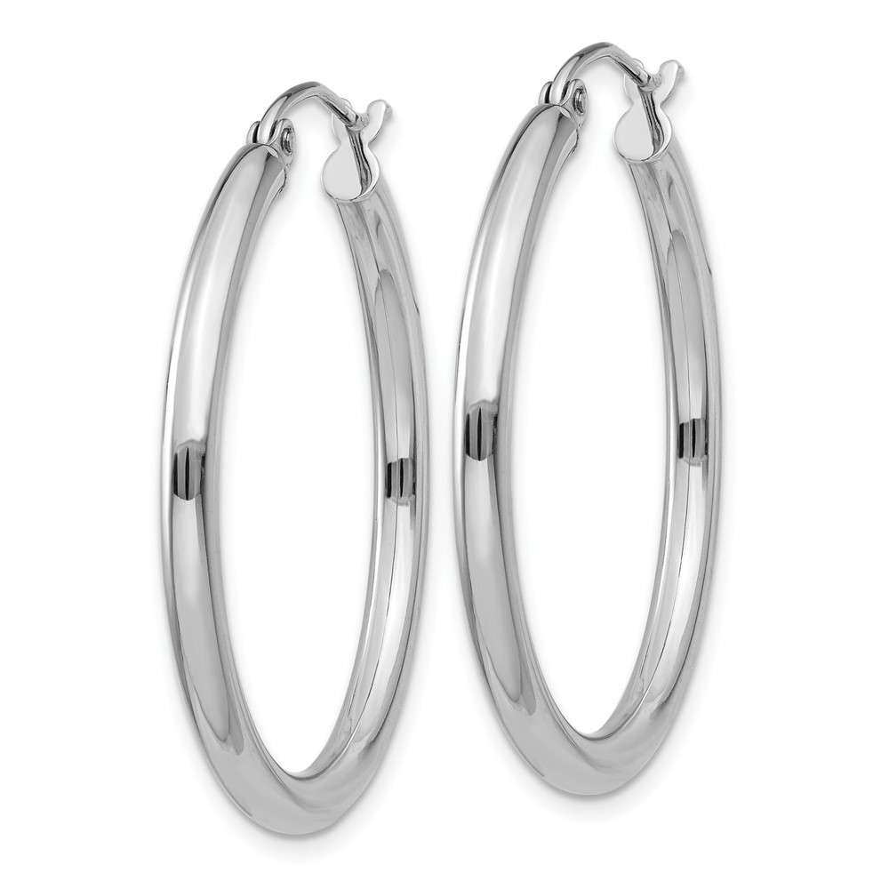 14K White Gold Polished 2.5mm Tube Hoop Earrings (T838)