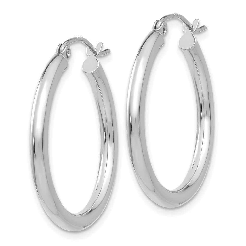 14K White Gold Polished 2.5mm Tube Hoop Earrings (T839)