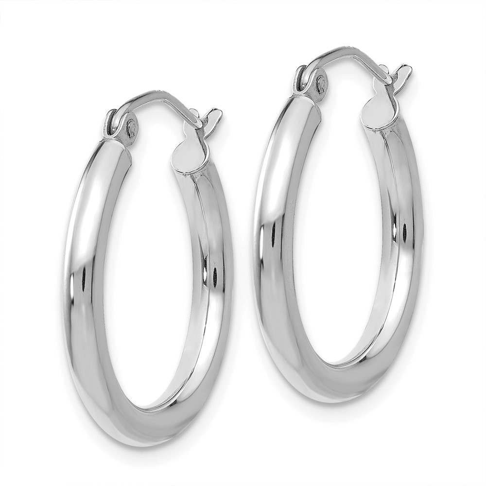 14K White Gold Polished 2.5mm Tube Hoop Earrings (T840)