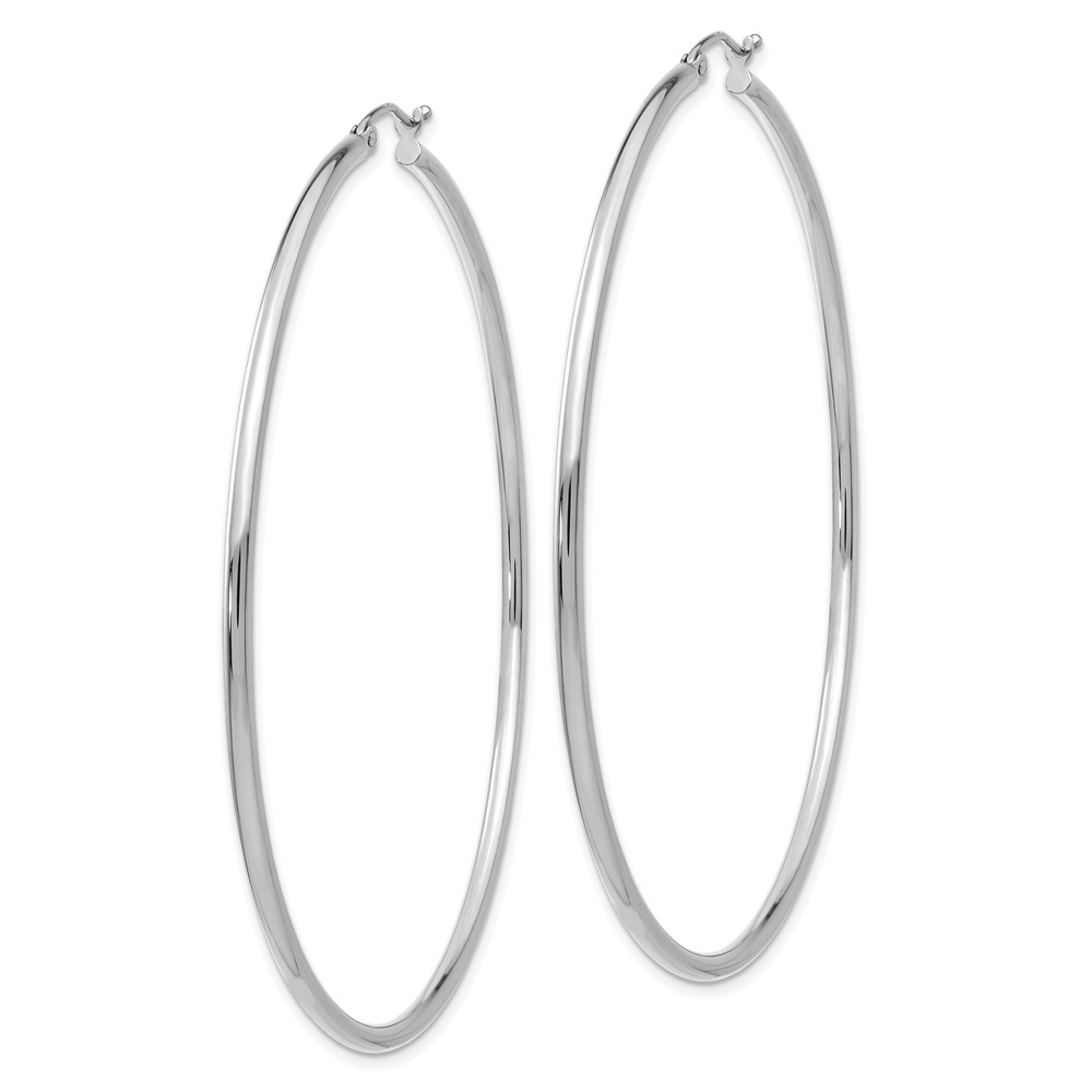 14K White Gold Polished 2.5mm Tube Hoop Earrings (T841)