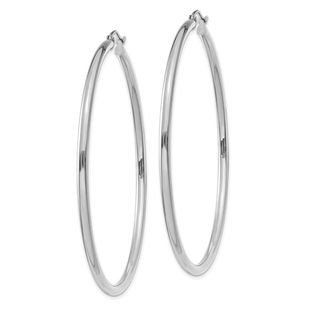 14K White Gold Polished 2.5mm Lightweight Tube Hoop Earrings (T842L)