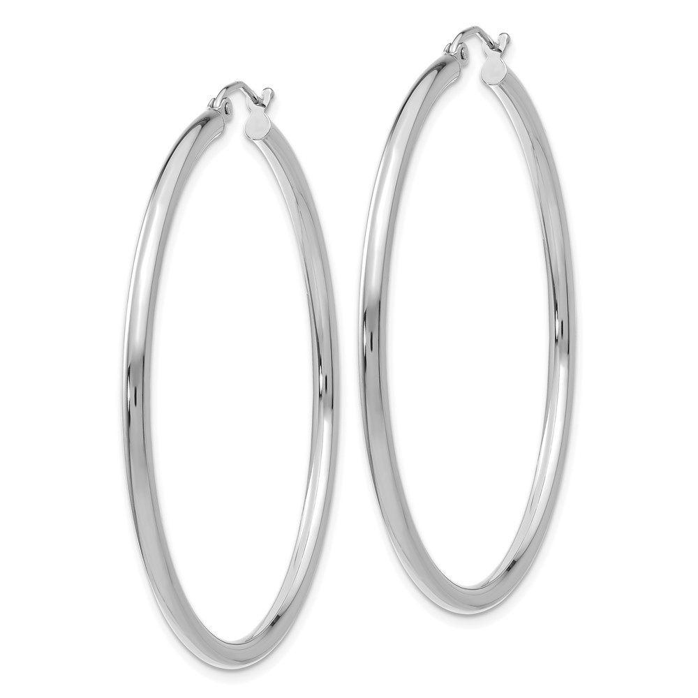 14K White Gold Polished 2.5mm Tube Hoop Earrings (T844)
