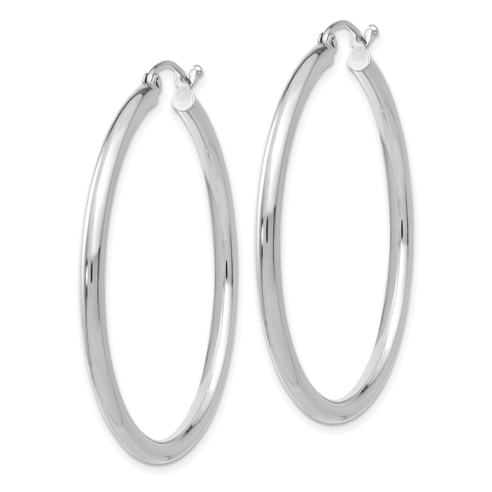 14K White Gold Polished 2.5mm Tube Hoop Earrings (T846)
