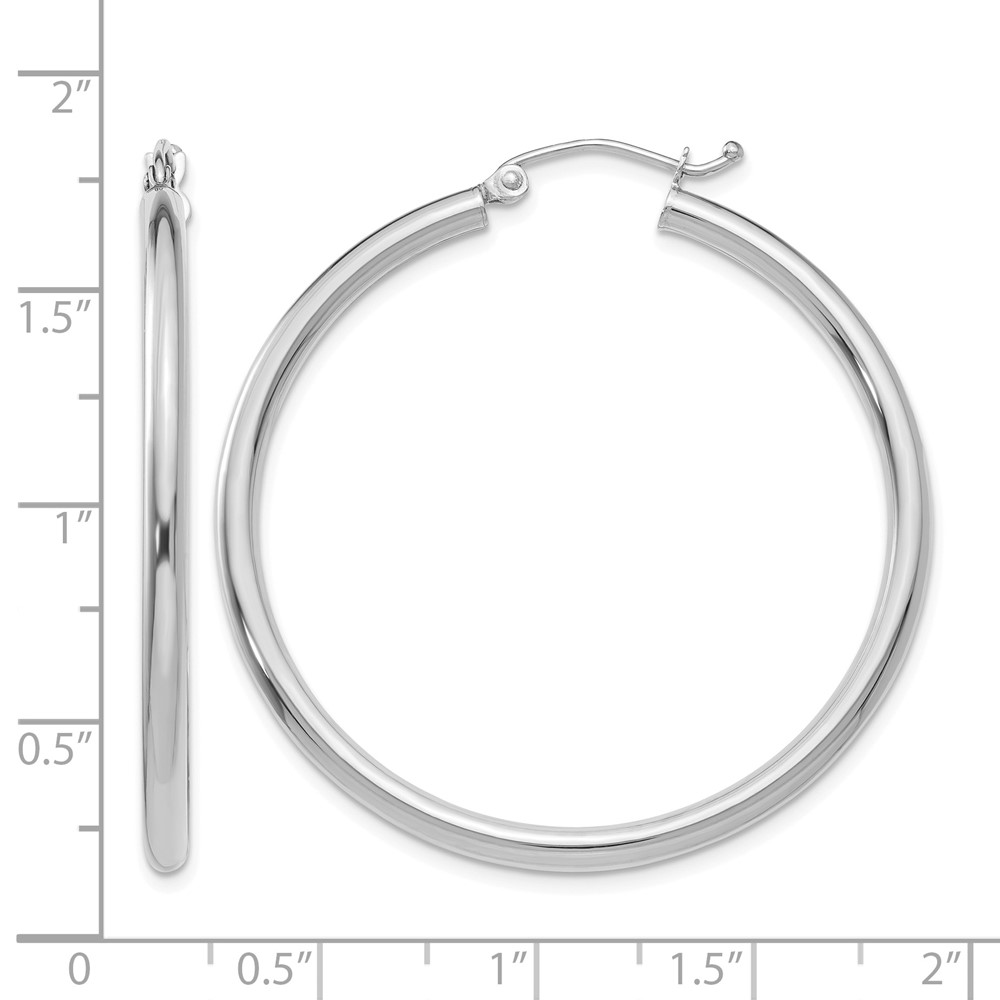 14K White Gold Polished 2.5mm Tube Hoop Earrings (T846)