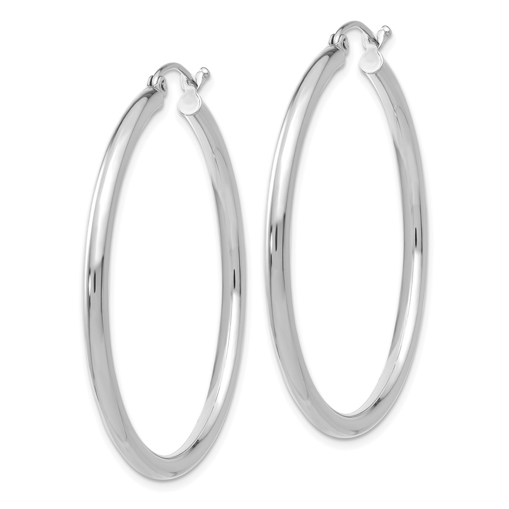 14K White Gold Polished 2.5mm Lightweight Tube Hoop Earrings (T846L)