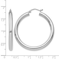 14K White Gold 4x 40mm Polished Lightweight Tube Hoop Earrings view 4