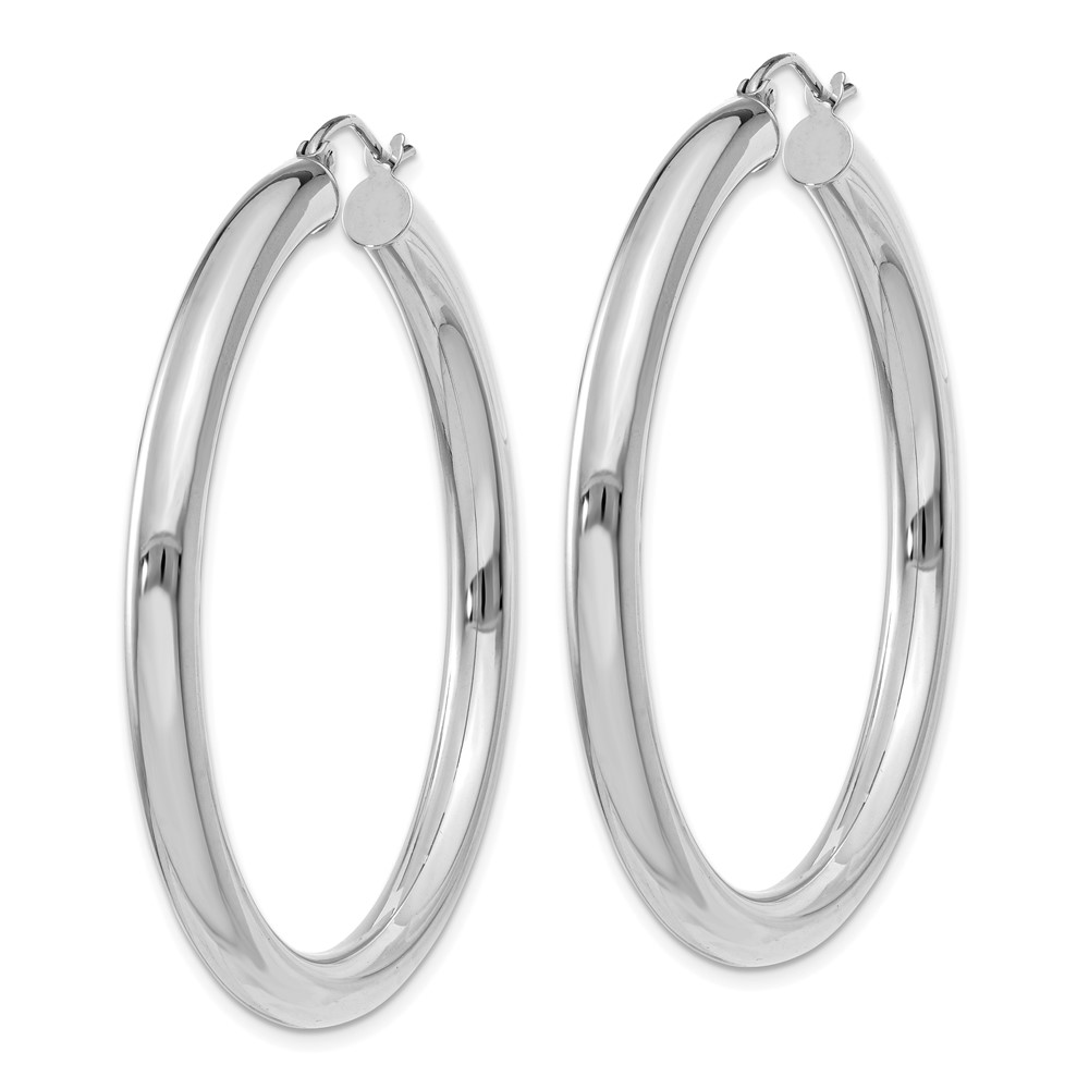 14K White Gold Polished 4mm Tube Hoop Earrings (T862)