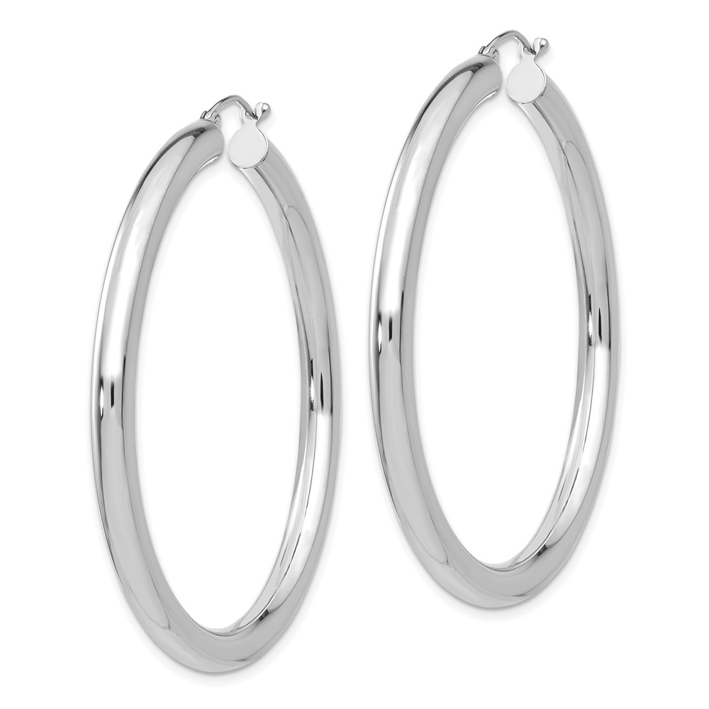 10k White Gold 4mm x 50mm Tube Hoop Earrings (10T863)