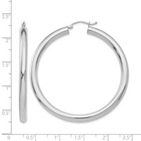 14K White Gold 4x 50mm Polished Lightweight Tube Hoop Earrings view 4
