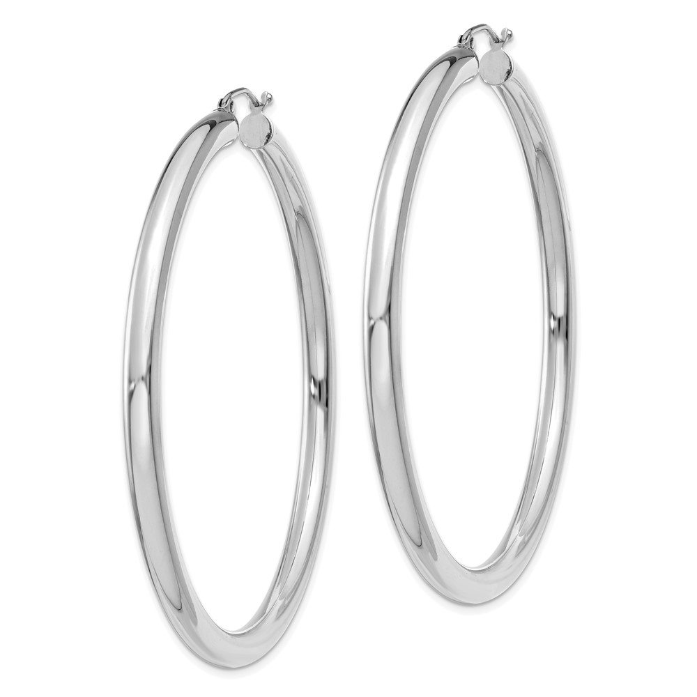 10k White Gold 4mm x 60mm Tube Hoop Earrings (10T865)