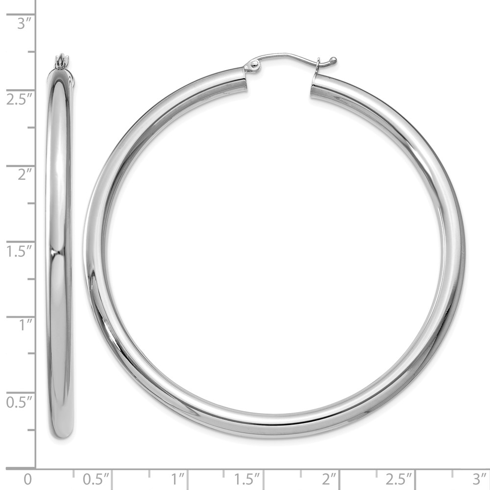 14K White Gold Polished 4mm Lightweight Tube Hoop Earrings (T865L)
