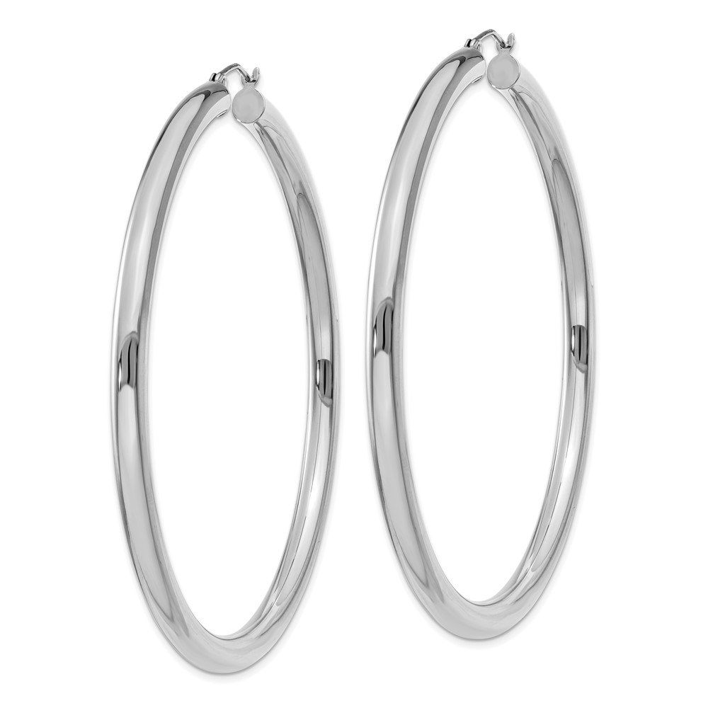 10k White Gold 4mm x 65mm Tube Hoop Earrings (10T866)