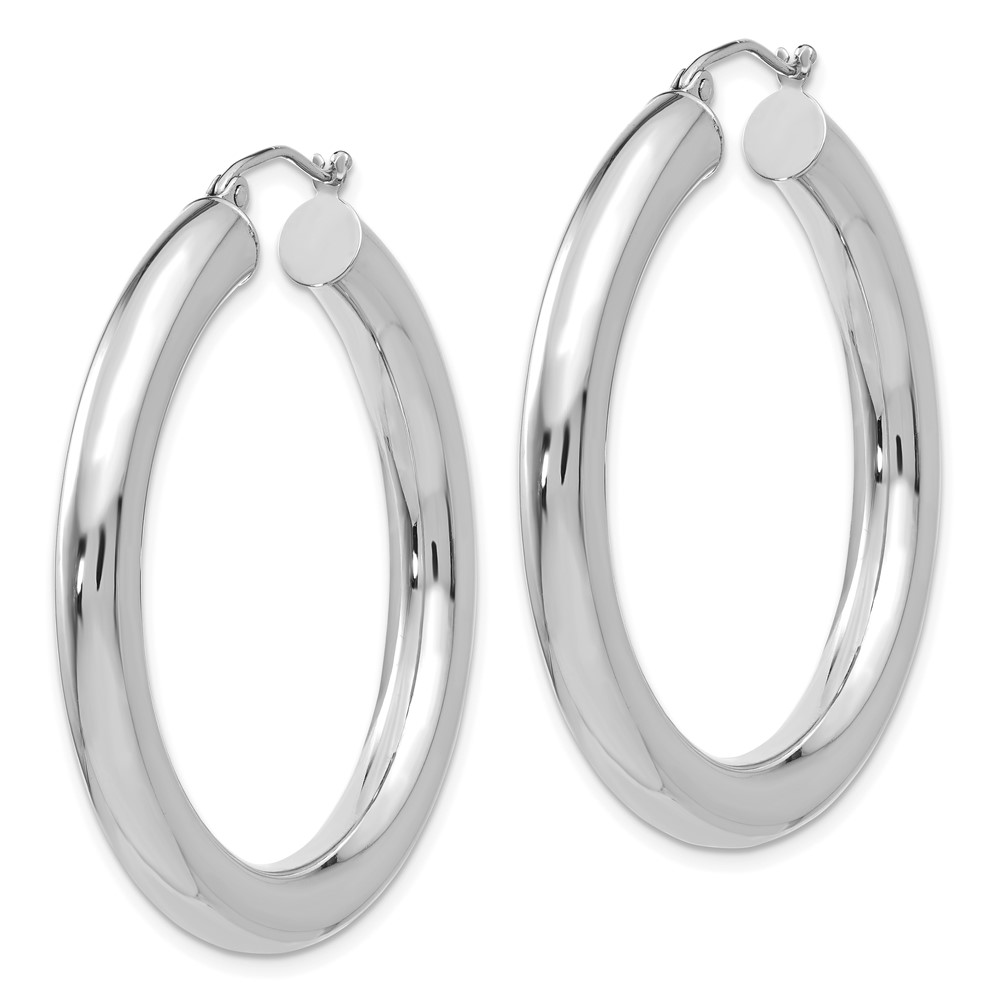 14k White Gold Polished 5mm Tube Hoop Earrings (T867)