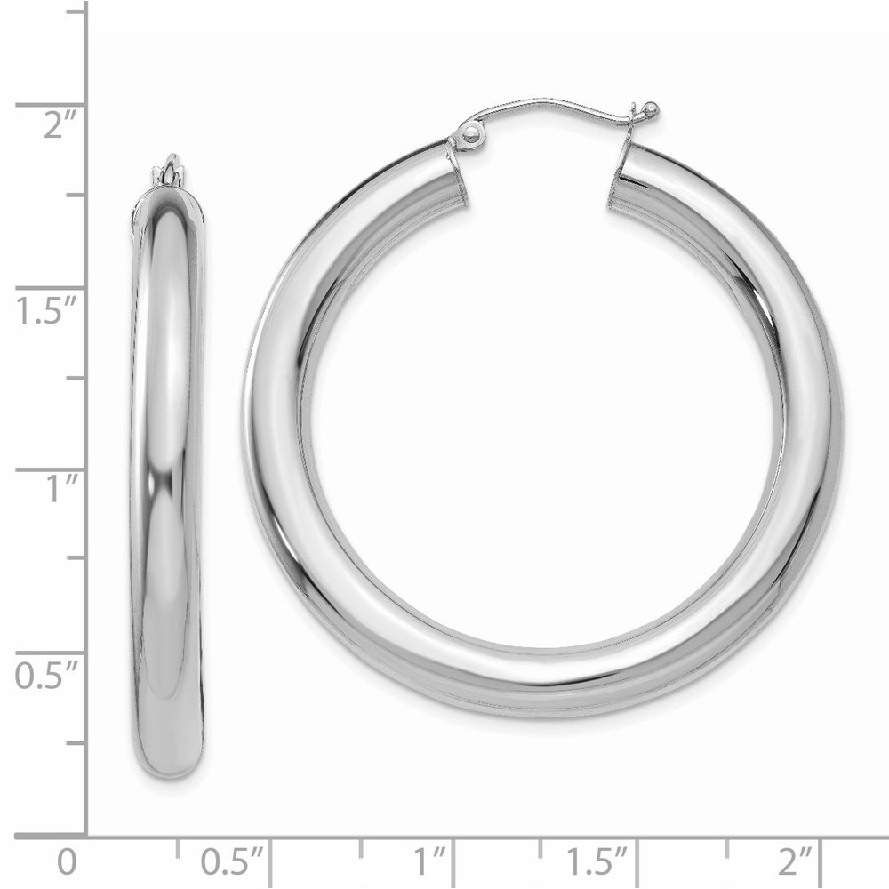 14k White Gold Polished 5mm Tube Hoop Earrings (T867)