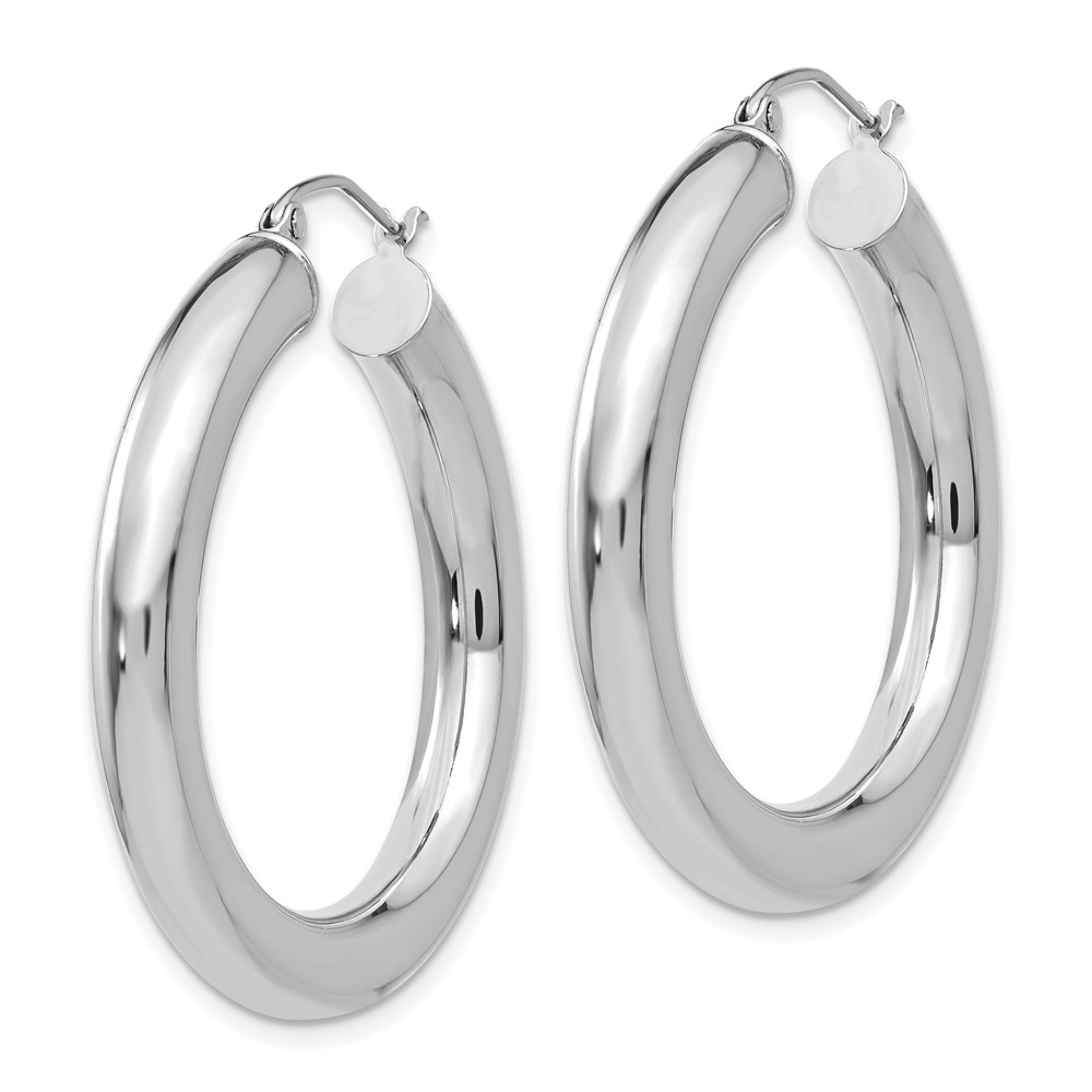 14k White Gold Polished 5mm Lightweight Hoop Earrings (T868L)