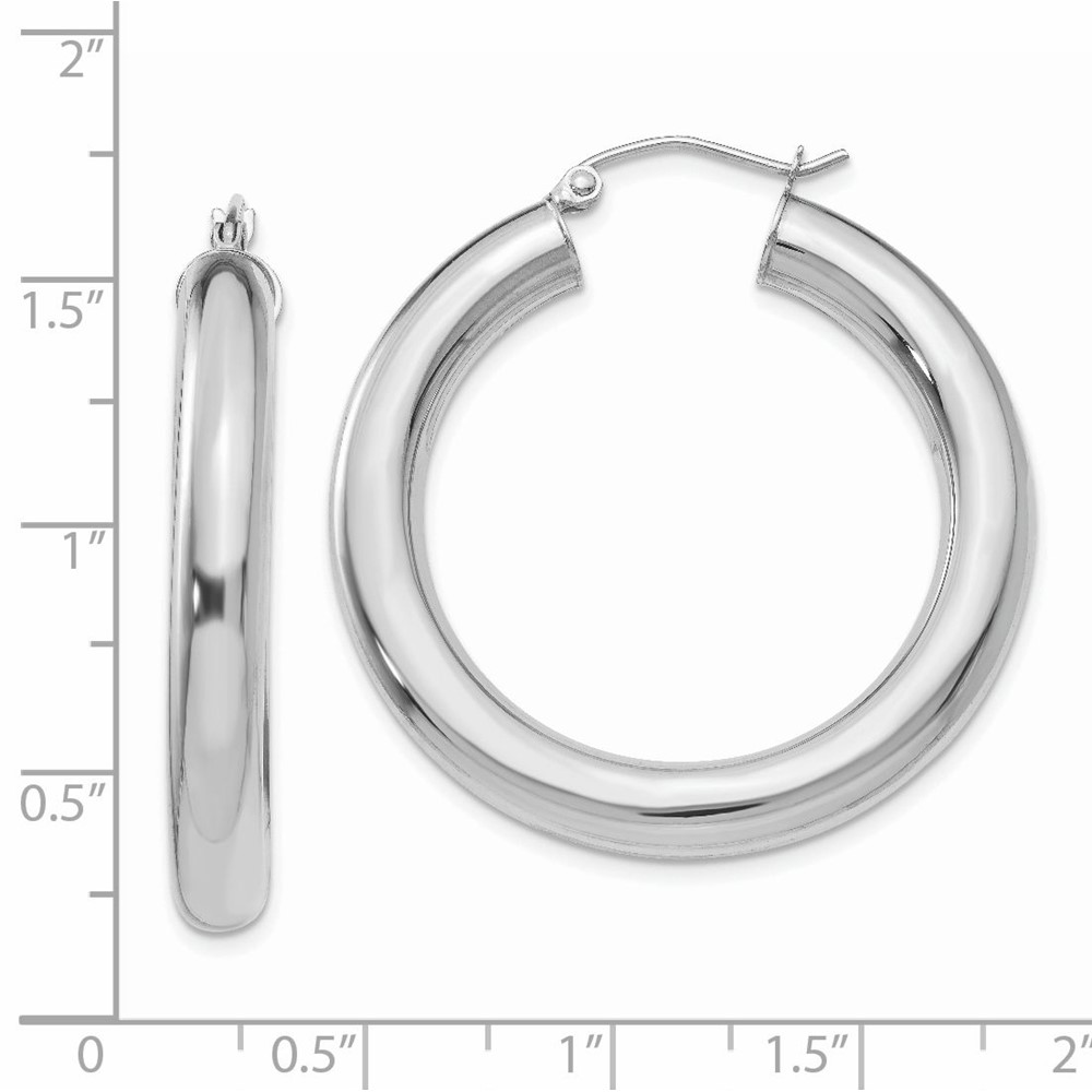 14k White Gold Polished 5mm Lightweight Hoop Earrings (T868L)