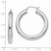 14K White Gold 5x 35mm Polished Lightweight Hoop Earrings view 4