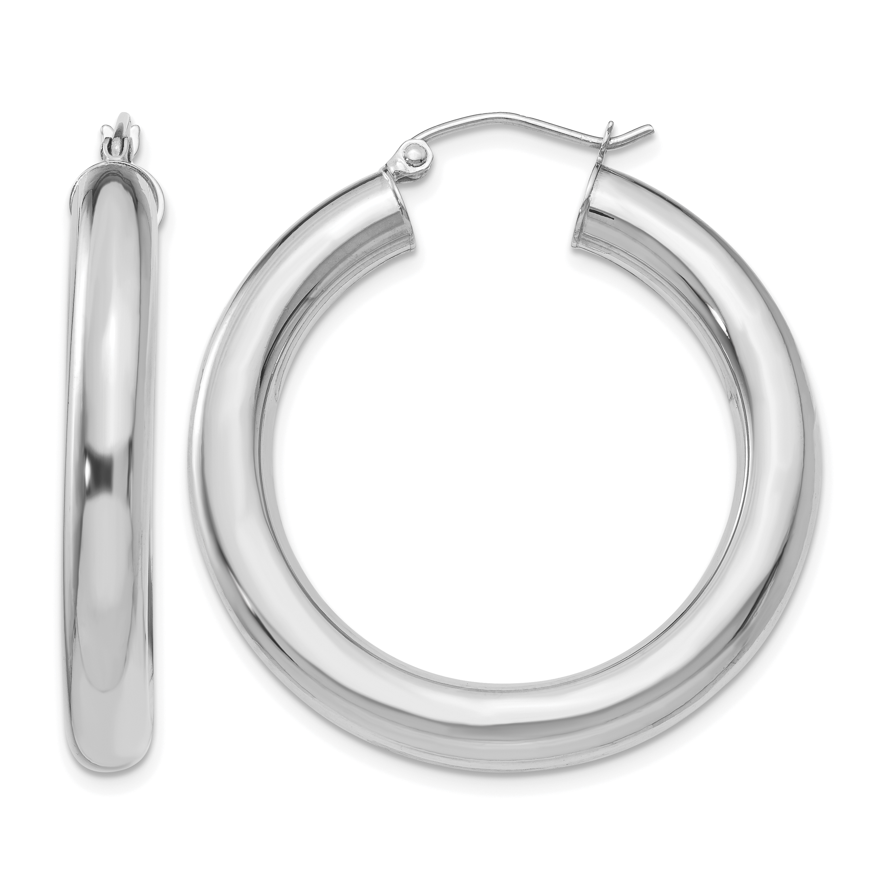 14k White Gold Polished 5mm Lightweight Hoop Earrings (T868L)