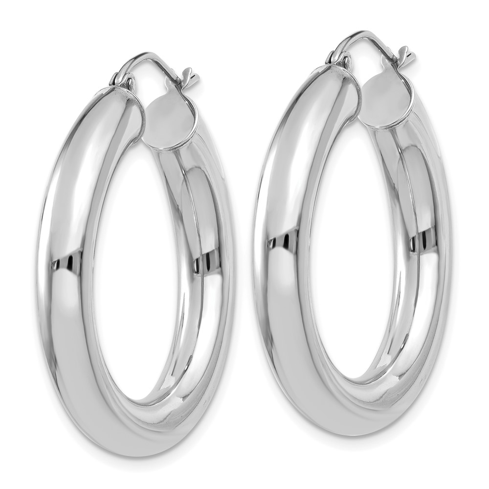 14k White Gold Polished 5mm Lightweight Hoop Earrings (T869L)