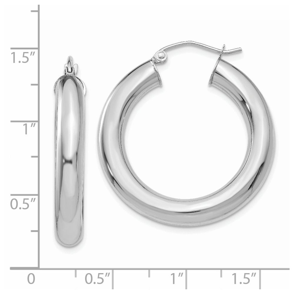 14k White Gold Polished 5mm Lightweight Hoop Earrings (T869L)