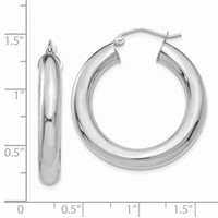 14K White Gold 5x 30mm Polished Lightweight Hoop Earrings view 4