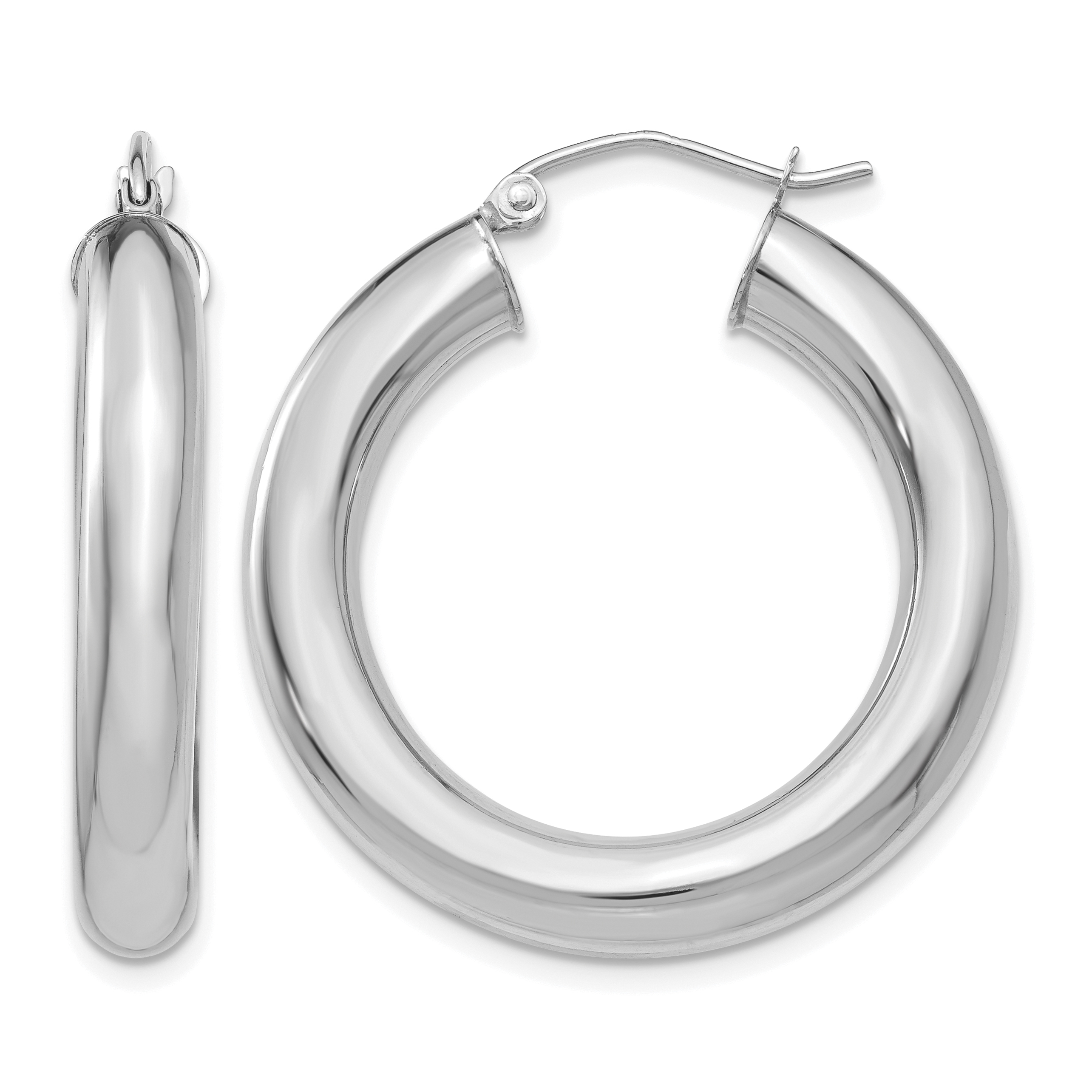 14k White Gold Polished 5mm Lightweight Hoop Earrings (T869L)