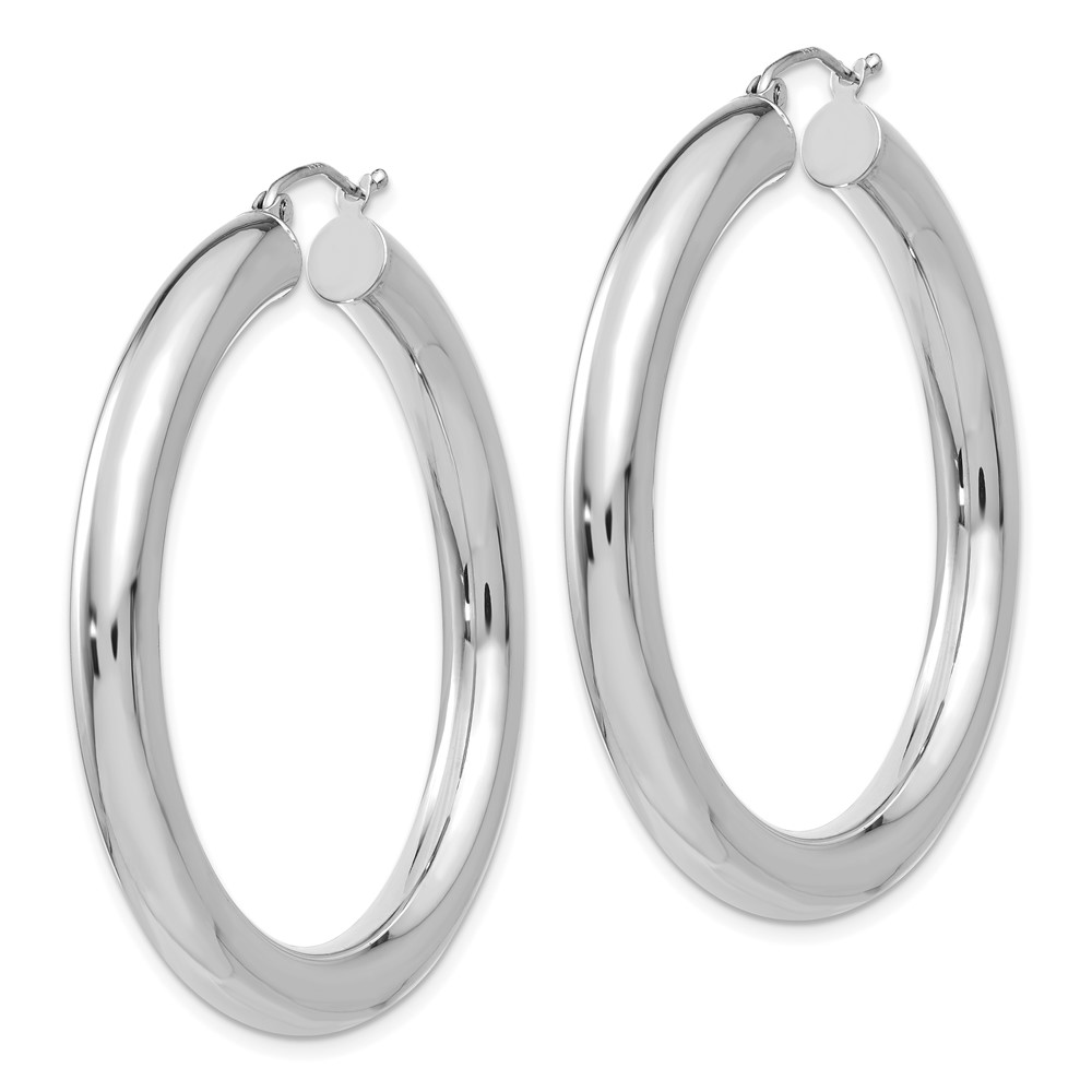 14k White Gold Polished 5mm Tube Hoop Earrings (T873)