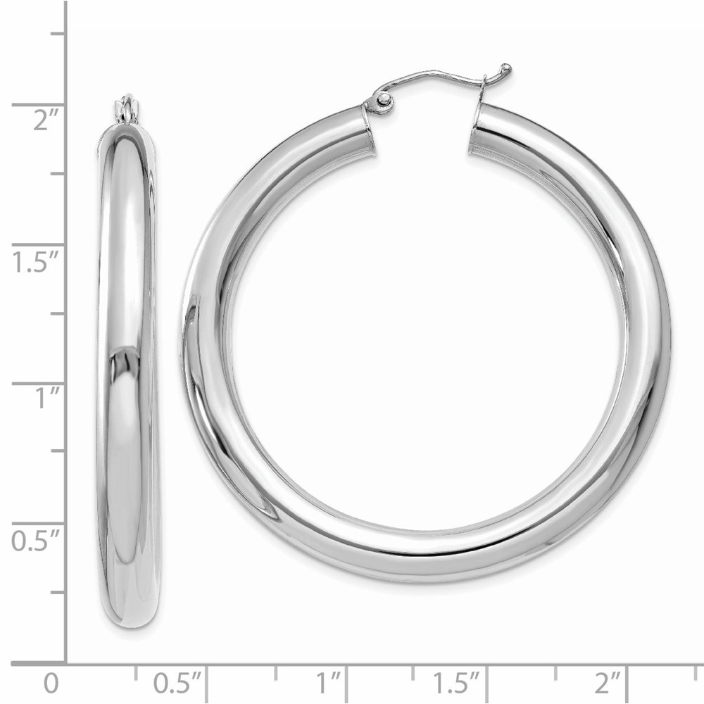 14k White Gold Polished 5mm Tube Hoop Earrings (T873)