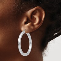 14K White Gold 5x45mm Polished Lightweight Hoop Earrings view 3