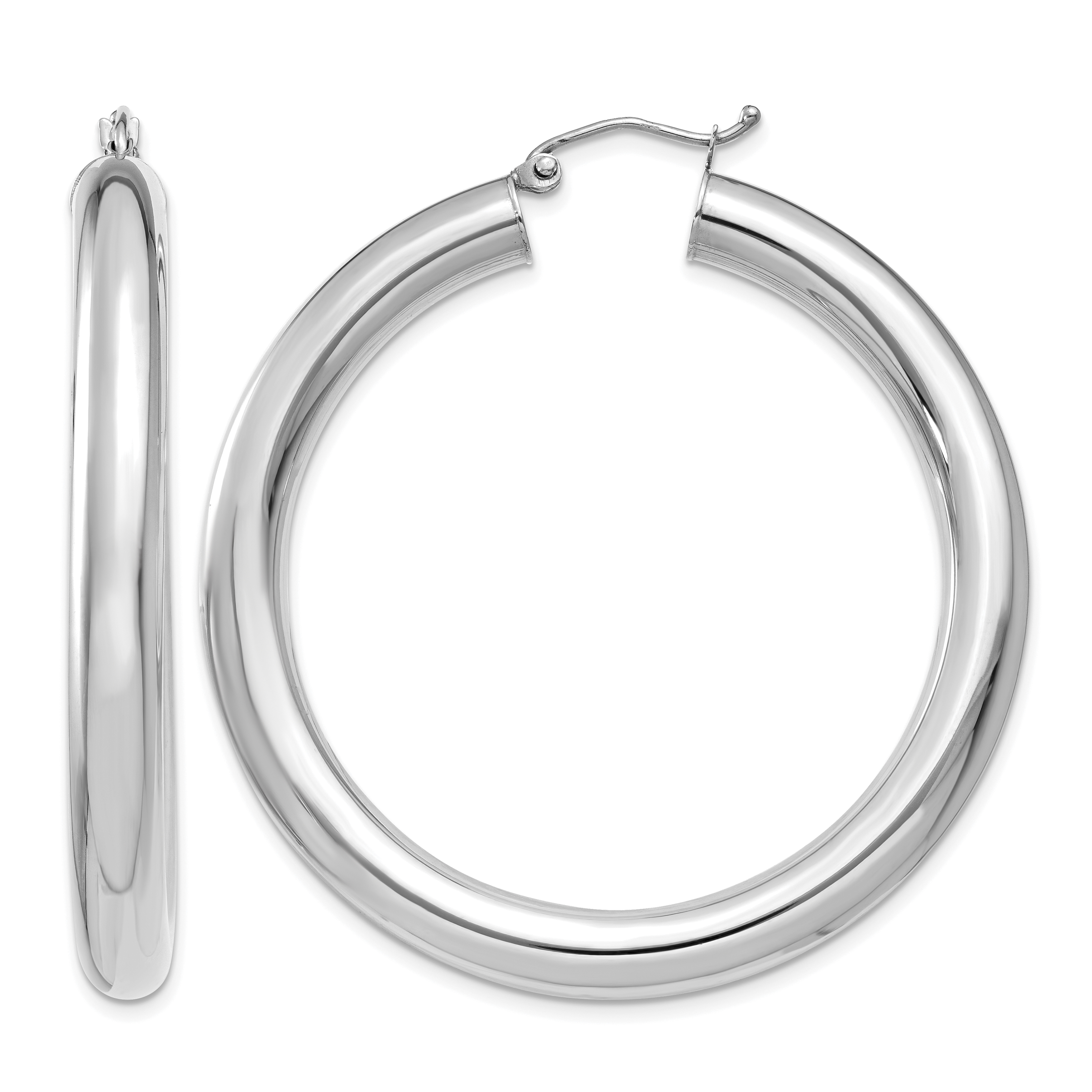 14k White Gold Polished 5mm Lightweight Hoop Earrings (T873L)