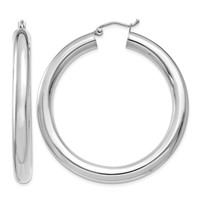 14K White Gold 5x45mm Polished Lightweight Hoop Earrings view 1
