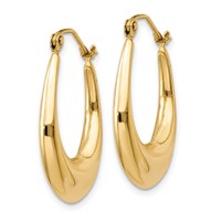 14K Yellow Gold Polished Hoop Earrings view 2